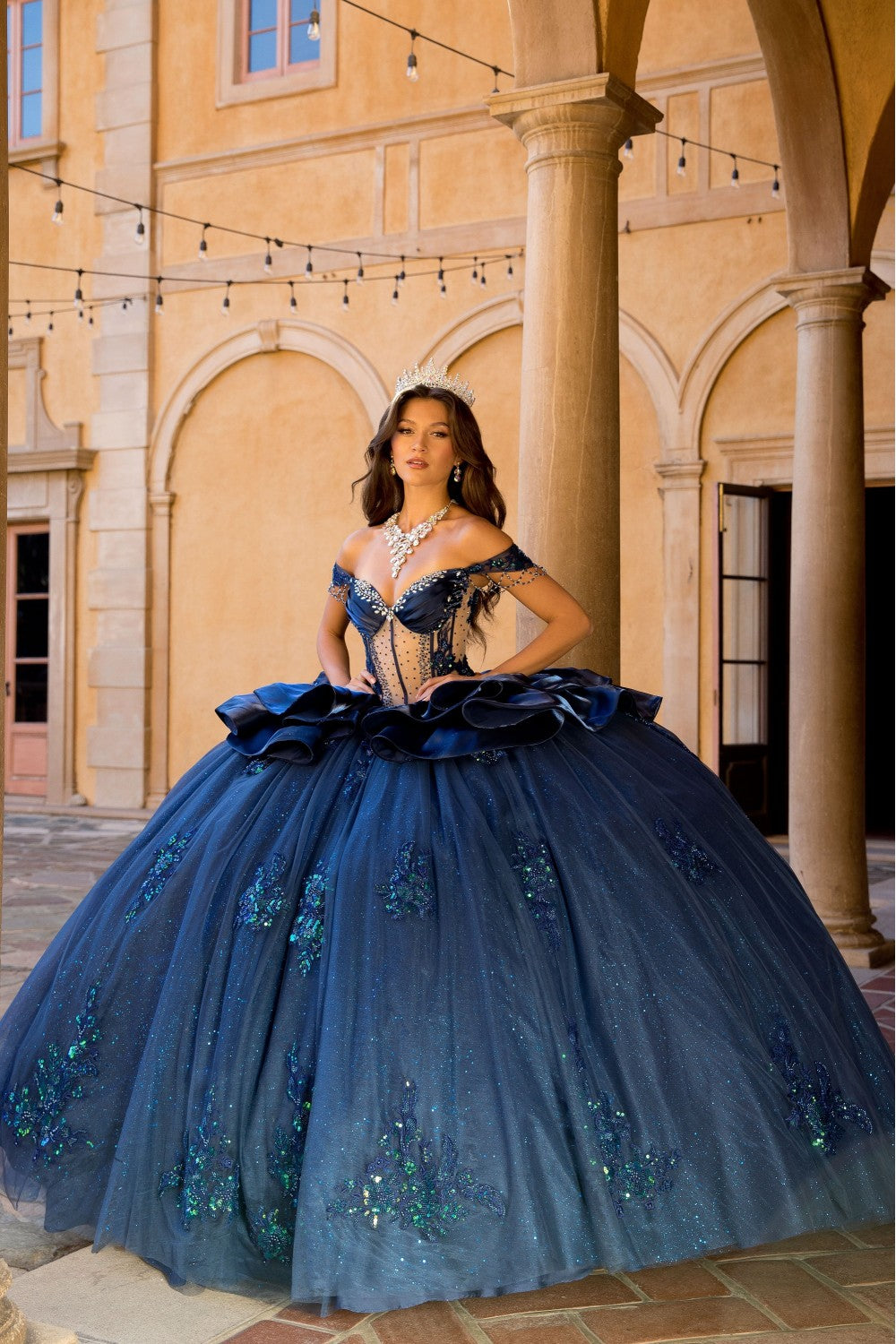 dark blue princess dress PQ1079 Shoe size:9M Dress length Embroidered Fiorella Dress | beach dress